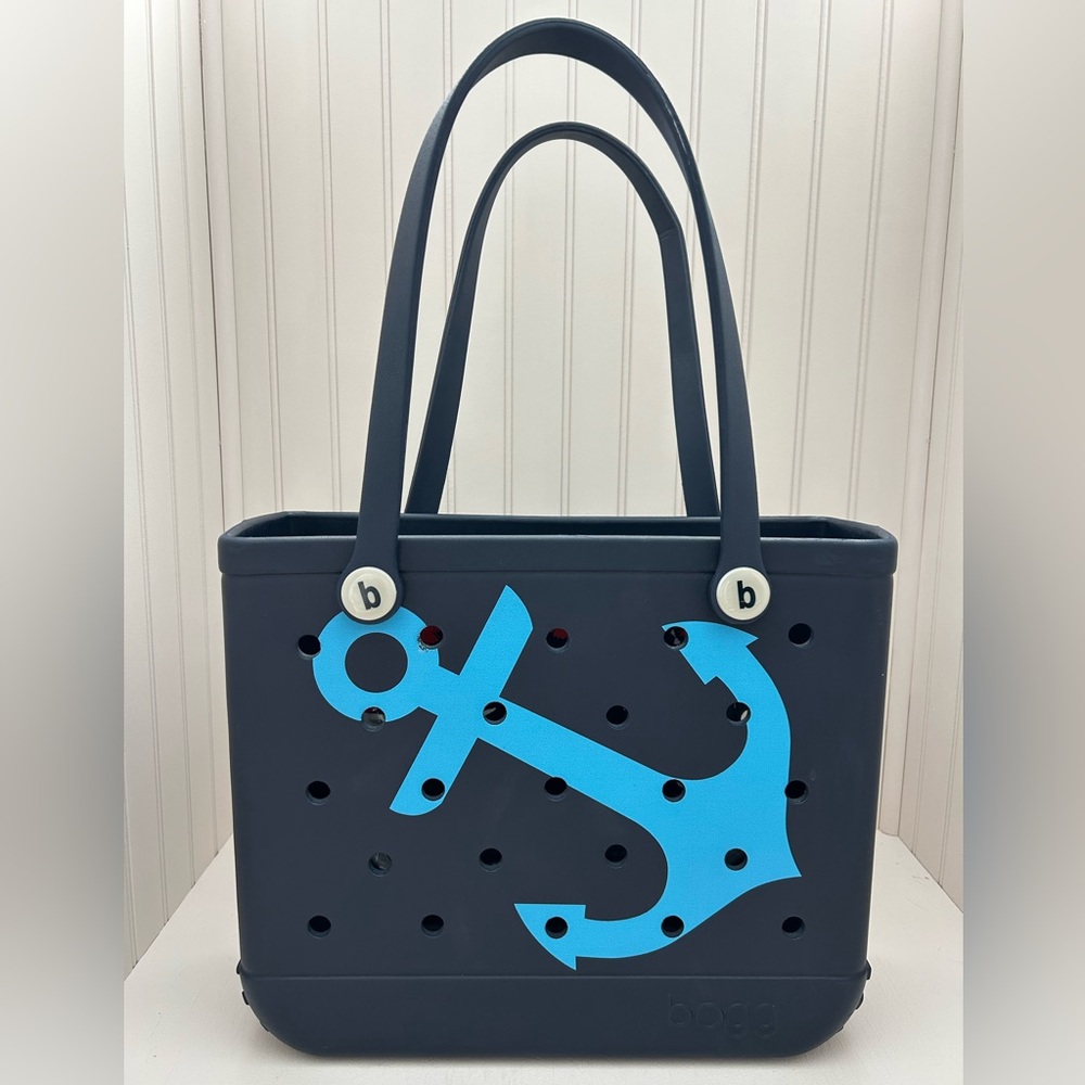 HTF Navy Blue Bogg Bag Anchor Tote Baby Like EUC